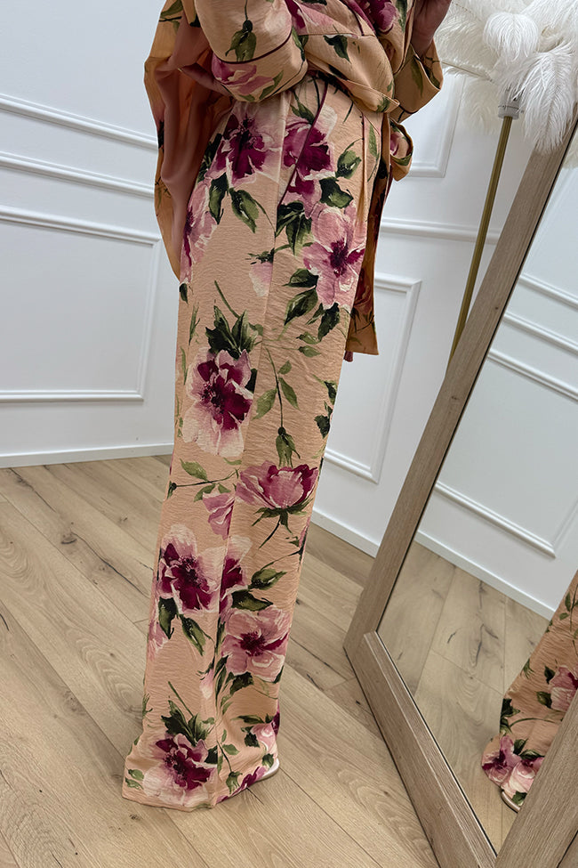 Pantaloni blush floreale a palazzo - Dixie