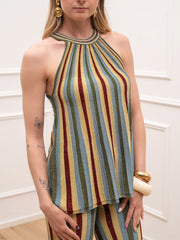 Canotta scollo halter multicolor abete in lurex - The Loom Archive