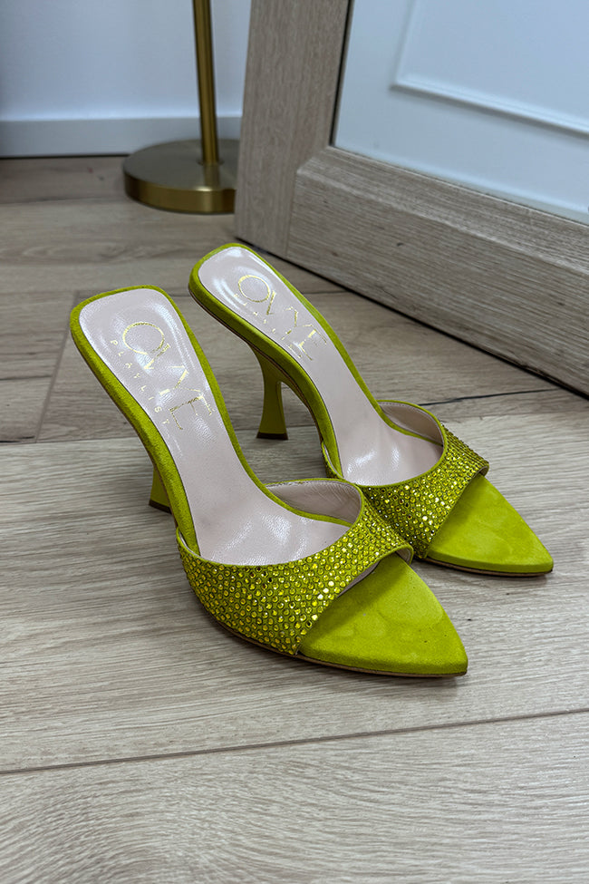 Sandali a punta lime con strass - Ovyè