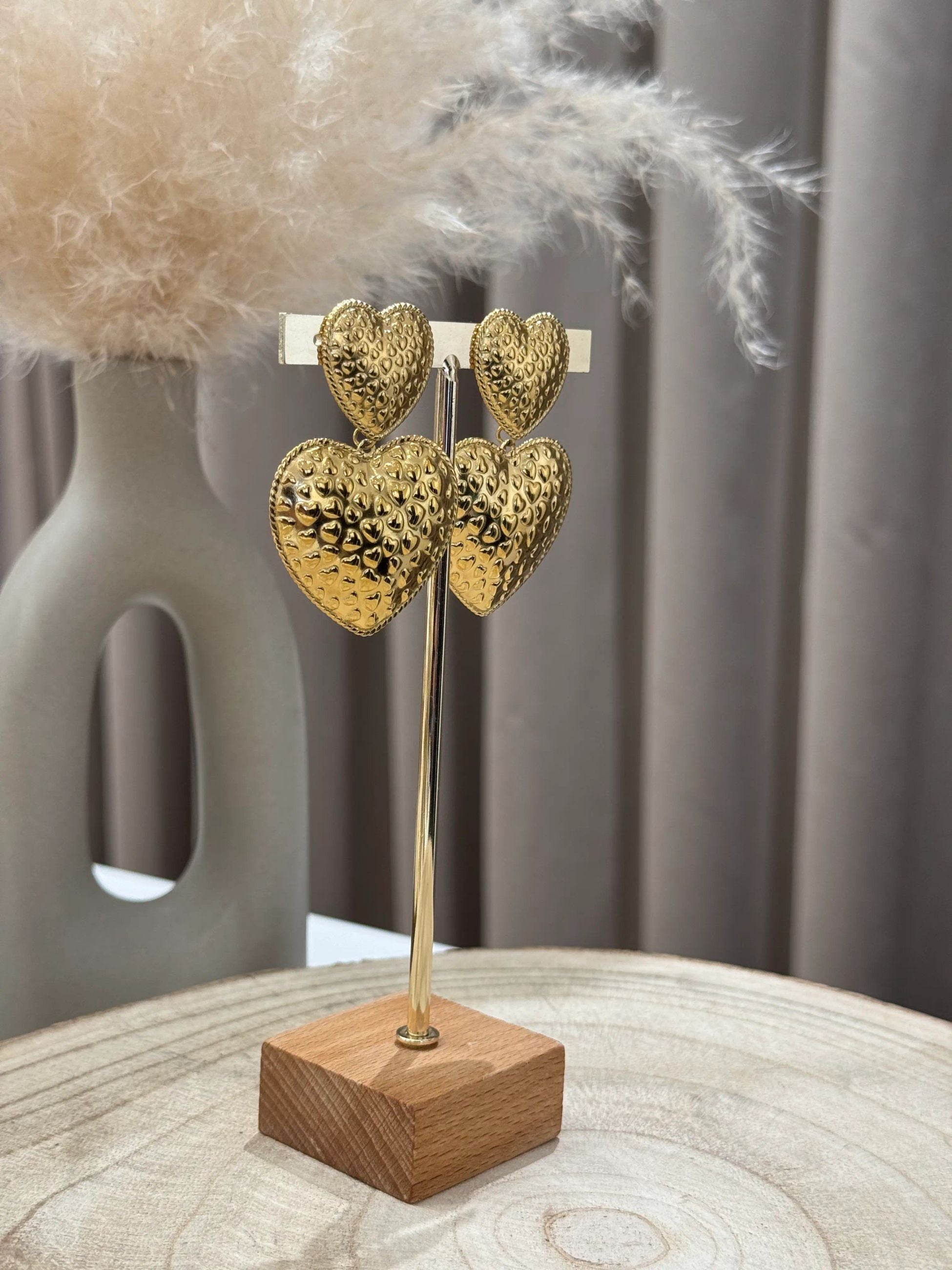 Orecchini doppio cuore vintage oro - Calibro Shop