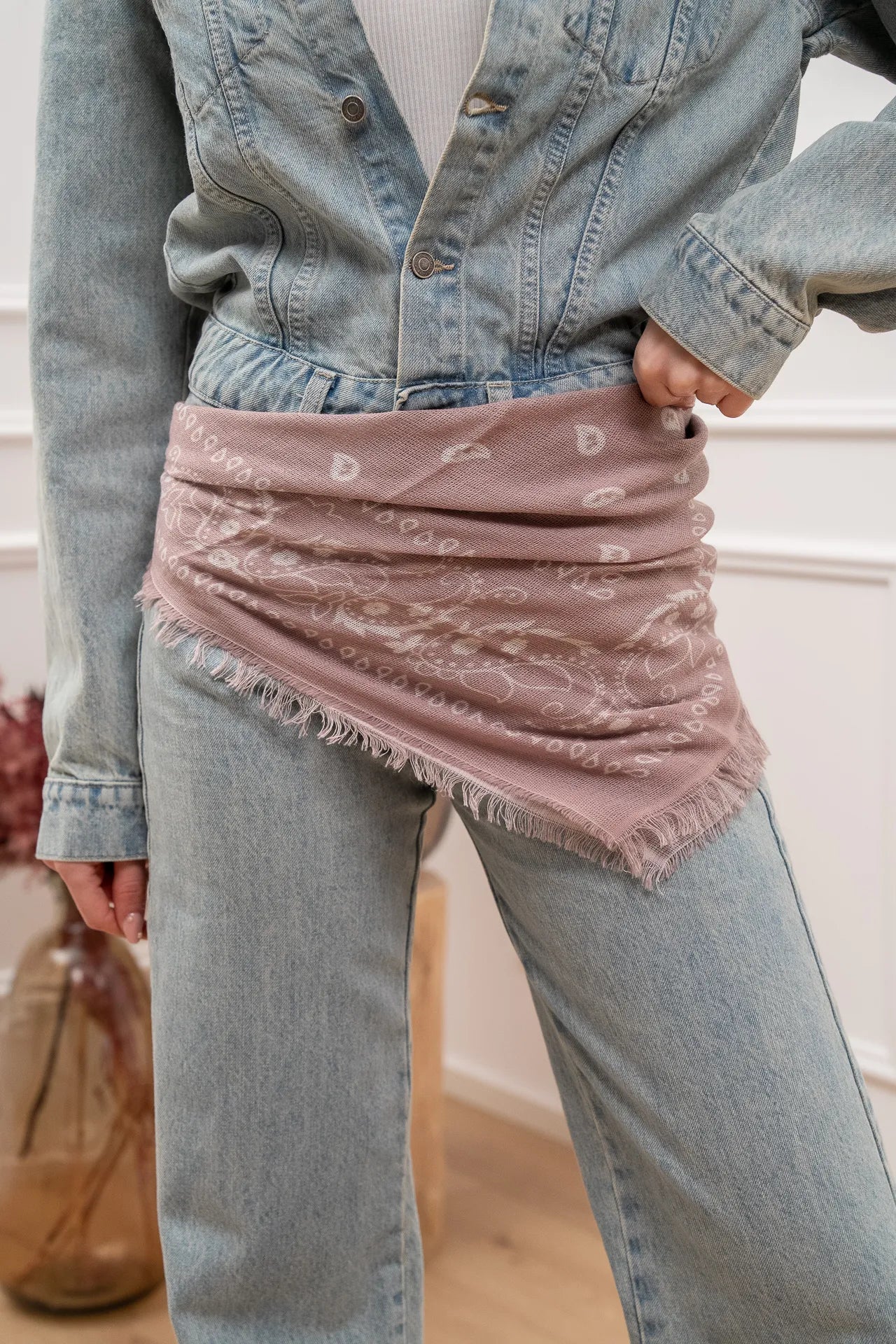 Bandana slavata frangette rosa - Tensione In