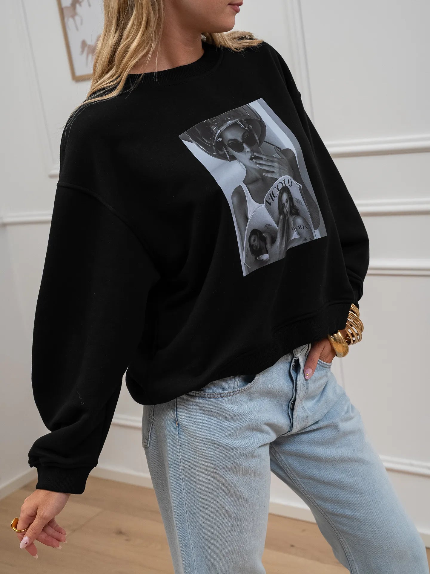Felpa "Vanity" nera con stampa - Vicolo