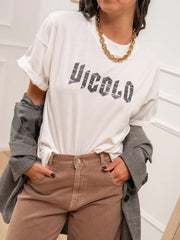 T shirt bianca logo invecchiato - Vicolo
