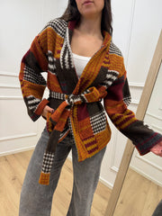 Cardigan Sequoia ruggine con cinta - Vicolo