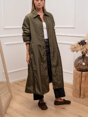 Parka imbottito in nylon oliva a campana - Vicolo