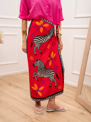 Gonna pareo lunga Zebra fucsia e arancio - Tensione In
