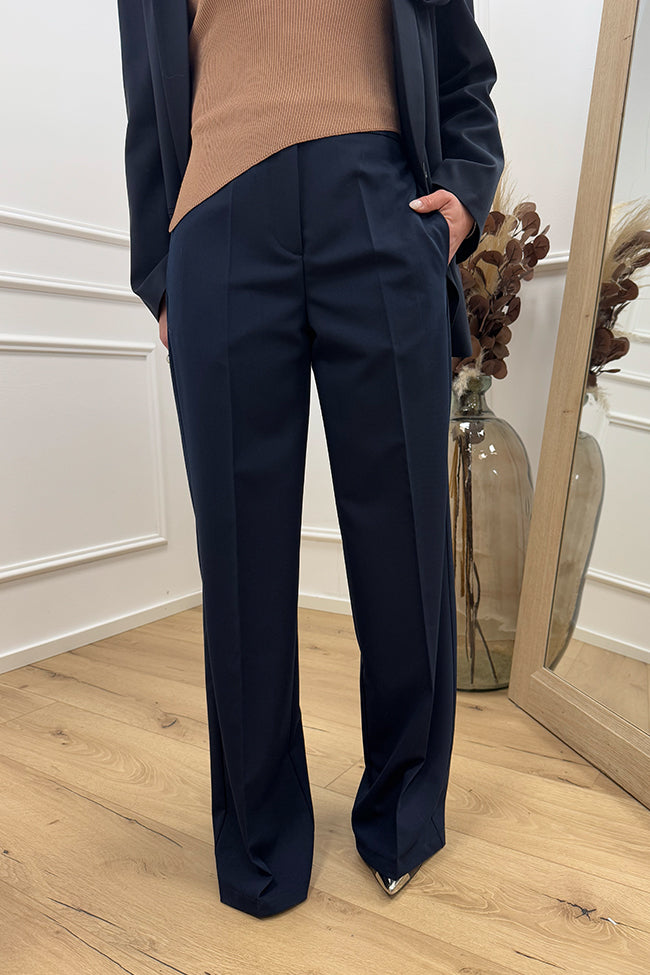 Pantaloni blu dritti con vita alta - Vicolo