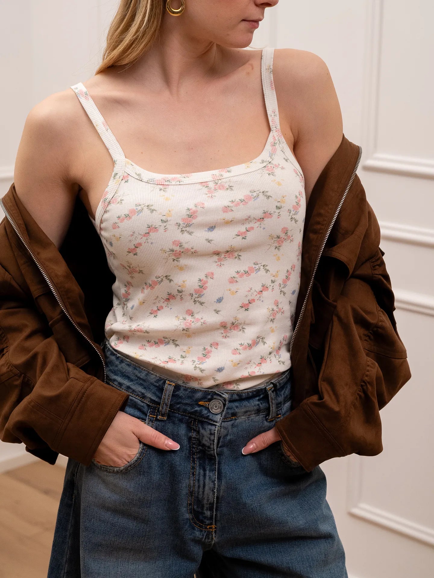 Canotta liberty fiorellini e spalline sottili - Vicolo