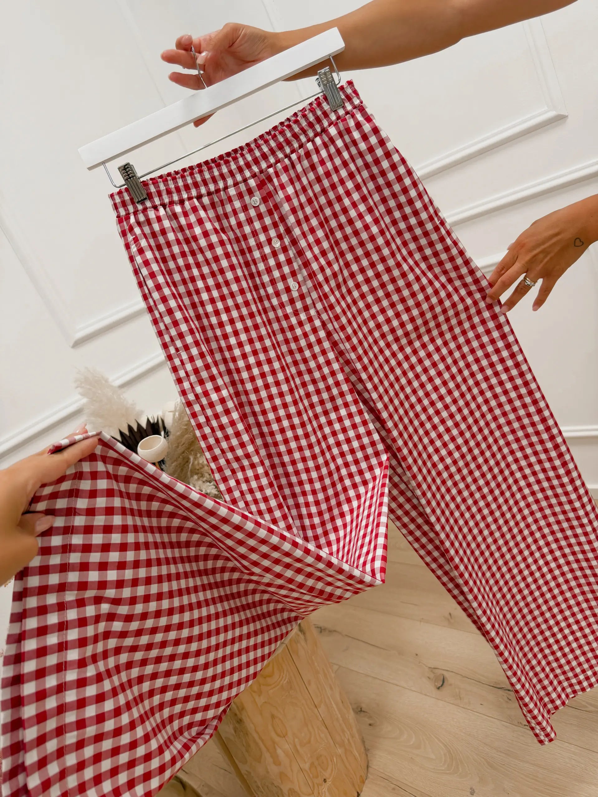 Pantaloni bottoncini vichy rossi - Vicolo