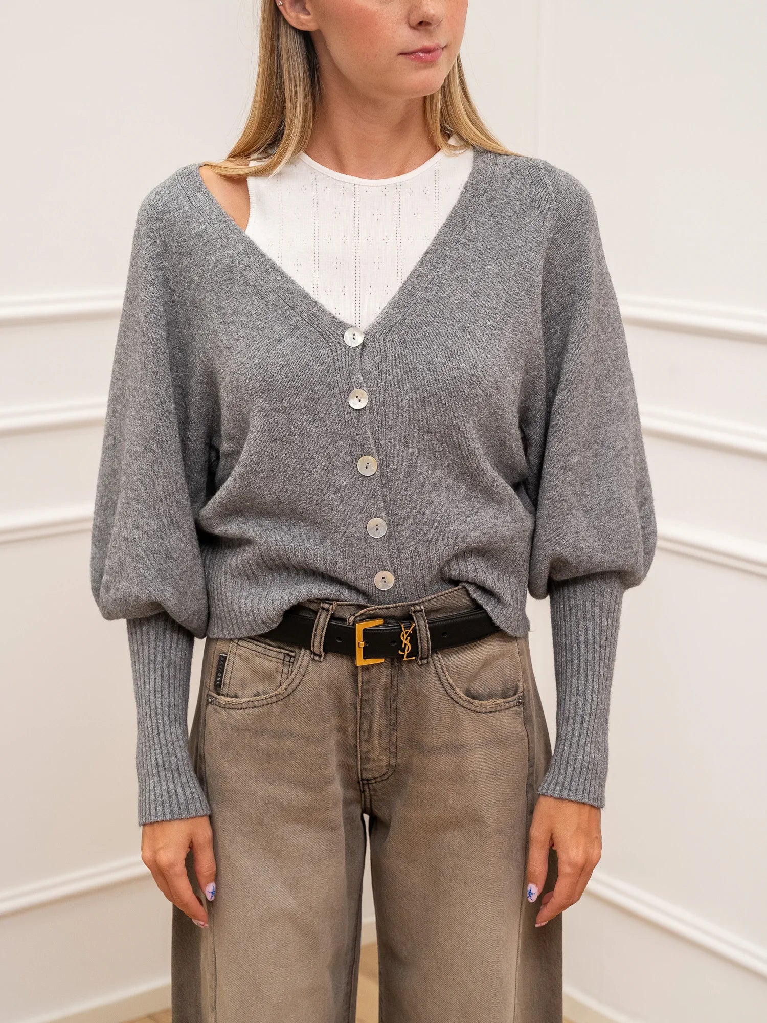Cardigan Daily manica balloon in viscosa - HaveOne