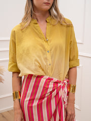 Camicia in voile di cotone sfumata senape - HaveOne