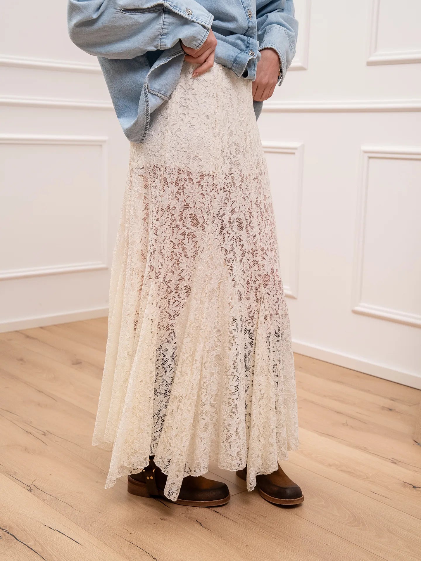 Gonna in pizzo burro con culotte - Tensione In