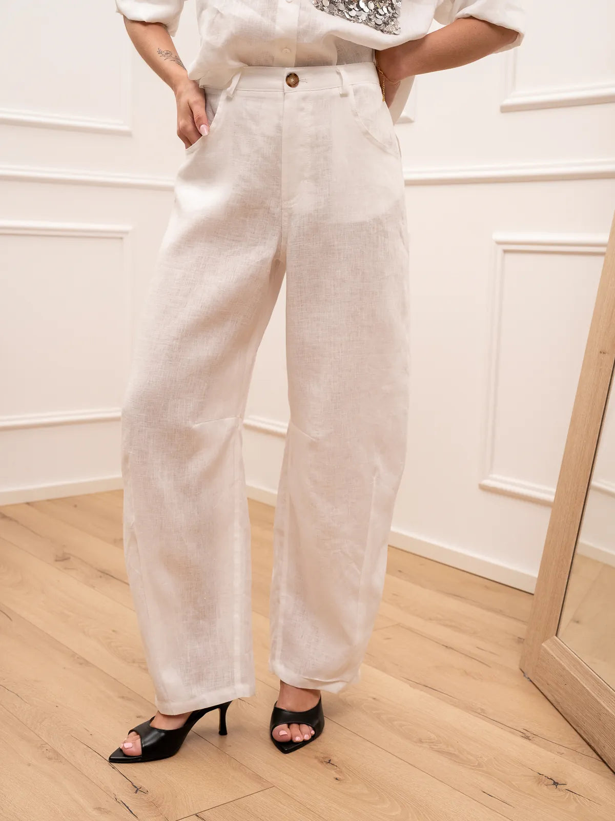 Pantaloni Dreamer bianchi in lino - Tensione In