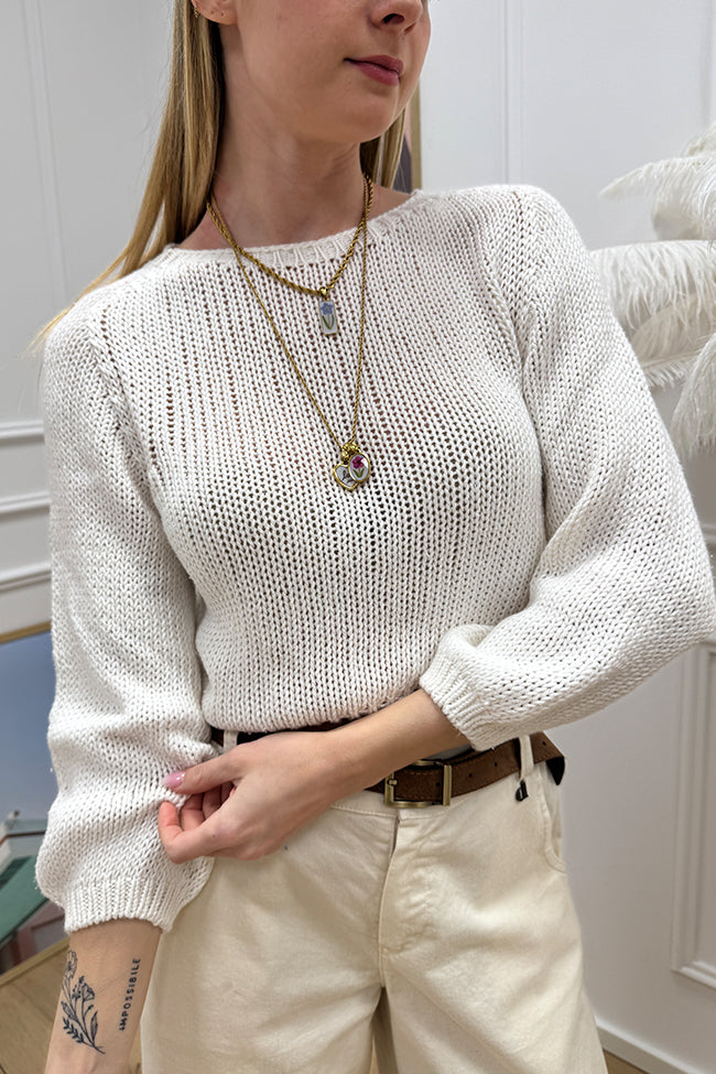 Maglia basic burro manica a palloncino - Vicolo