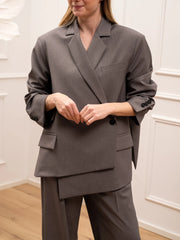 Giacca Frankie grigia chiusura obliqua e patte - Vicolo