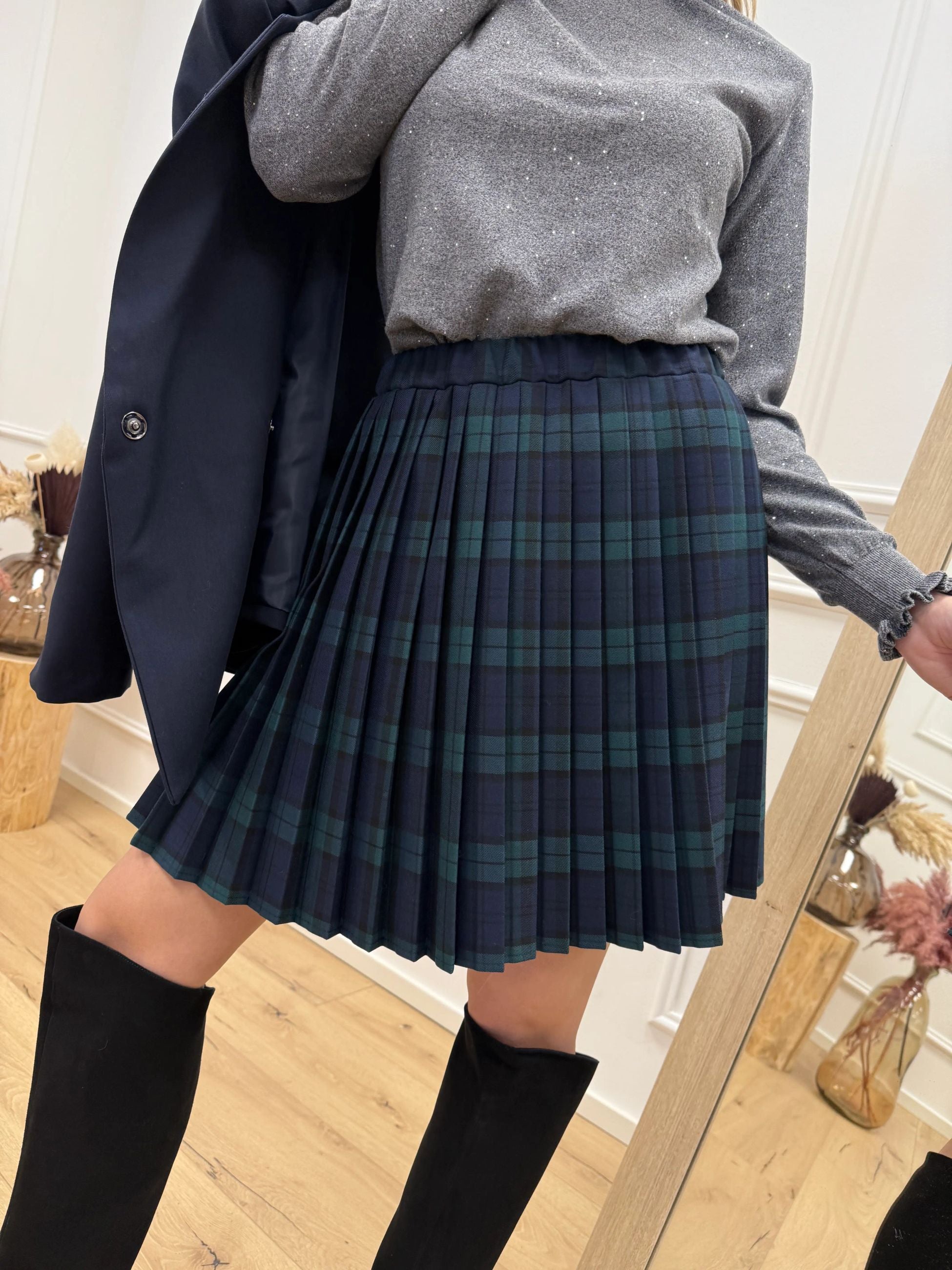 Gonna mini "Ginny" tartan blu, verde - Vicolo