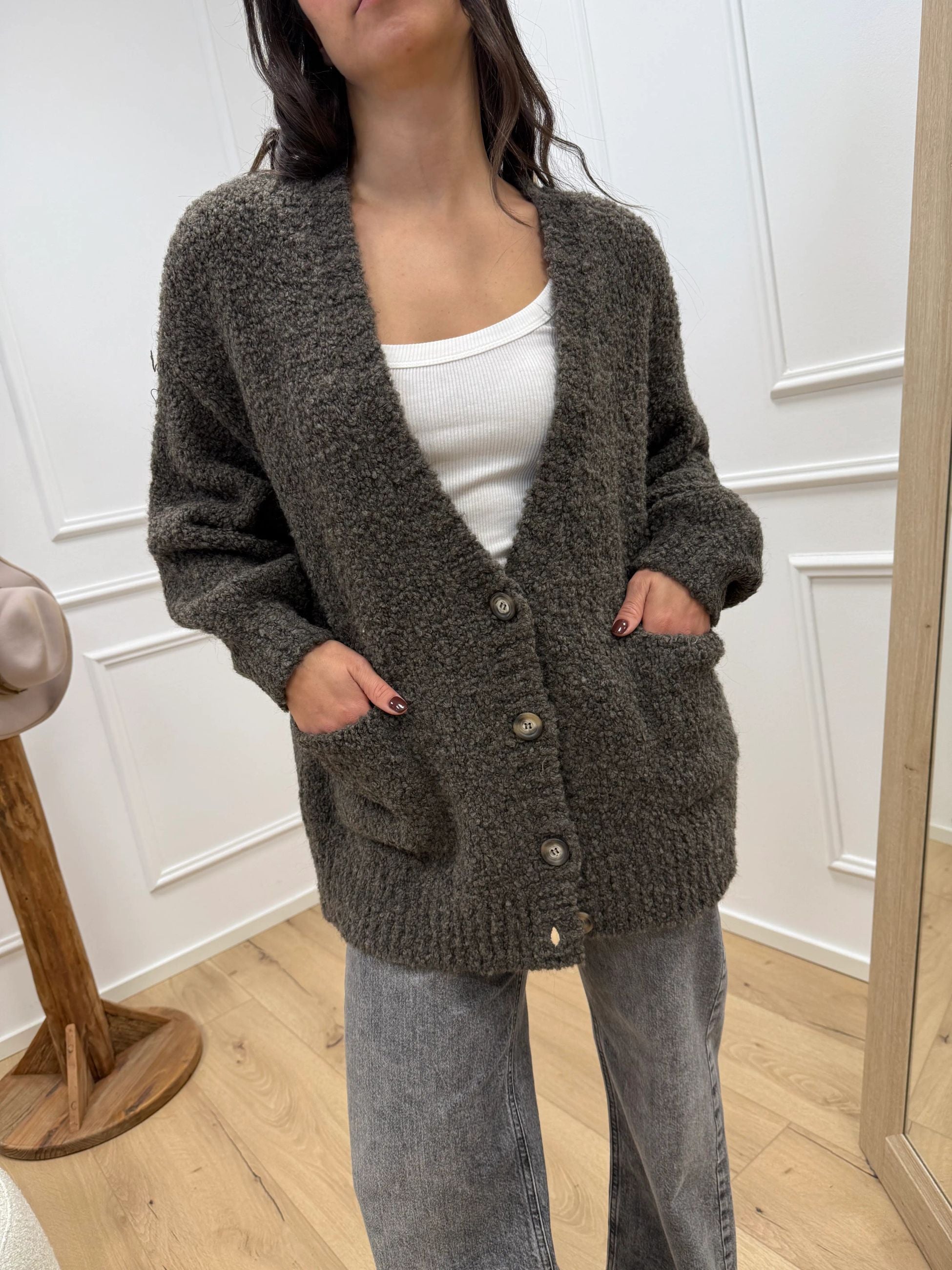 Cardigan bouclé tabacco - Tensione In