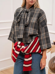 Blusa check flanella con fiocco - Vicolo
