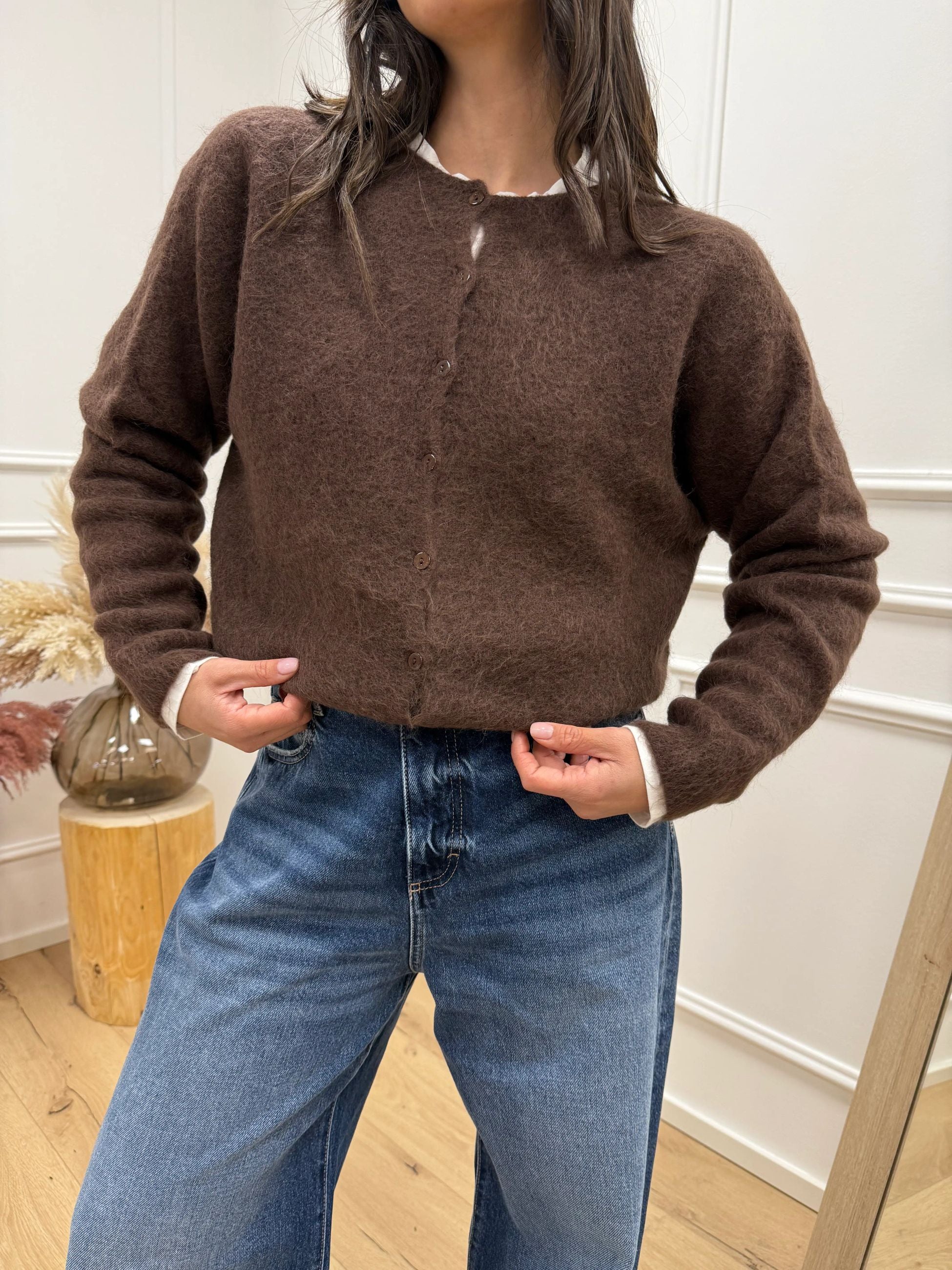 Cardigan soffice moro in alpaca - Kontatto