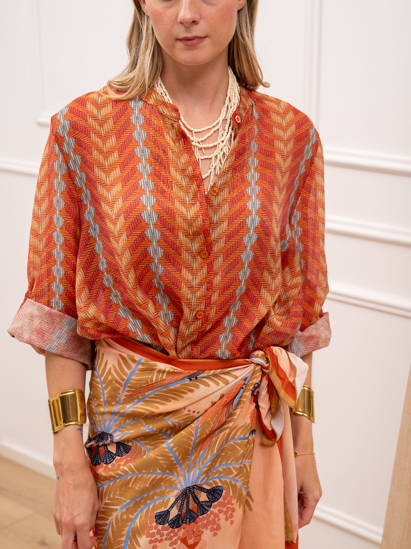 Camicia Zig Zag tabacco e arancio - HaveOne