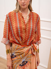 Camicia Zig Zag tabacco e arancio - HaveOne