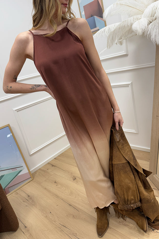 Vestito scollo quadro sfumato cioccolato - HaveOne