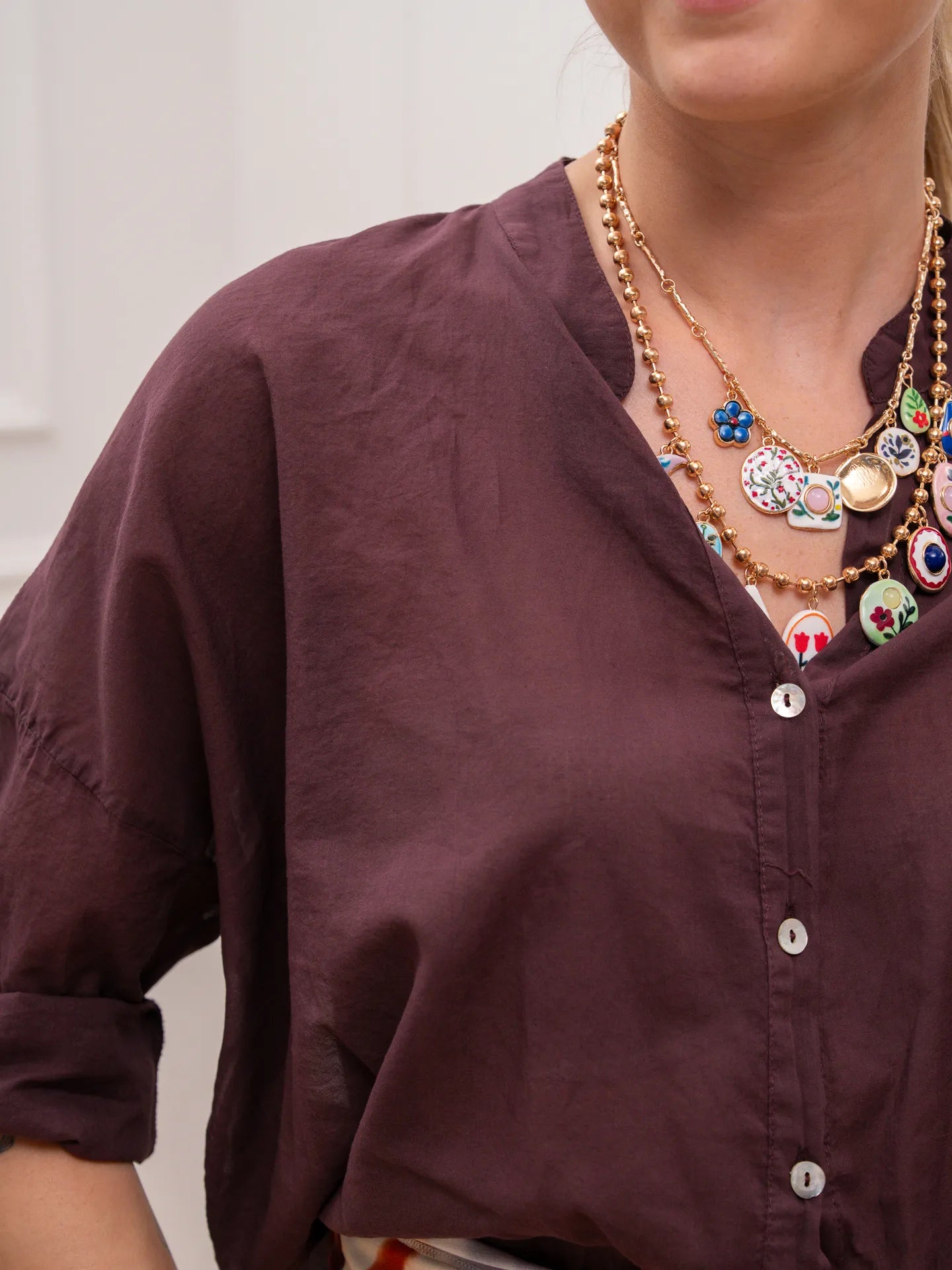 Camicia in voile di cotone fico - HaveOne