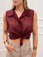Camicia smanicata india con nodo in lyocell - HaveOne
