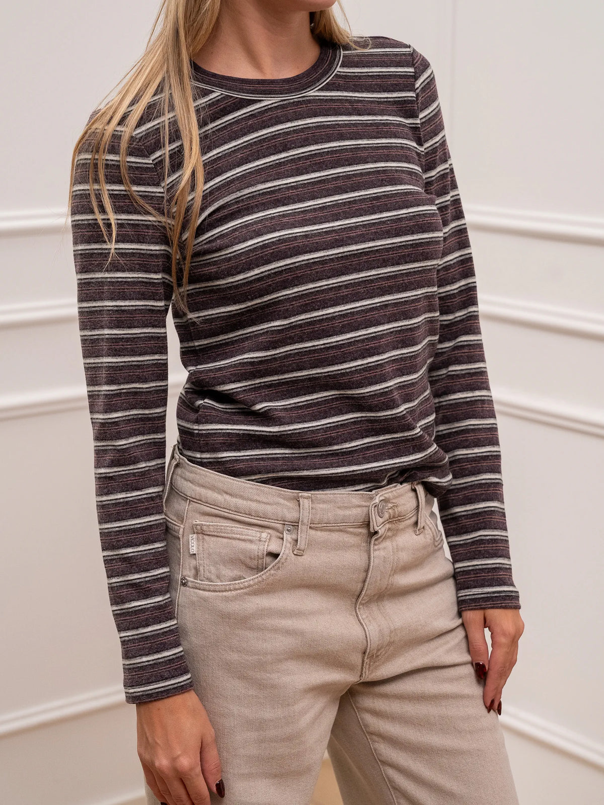 T shirt Pistoia a righe modal, lana e cashmere - Crispy