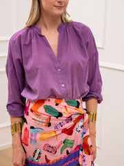 Camicia in voile di cotone sfumata viola - HaveOne