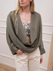 Camicia salvia con fascia paillettes - HaveOne