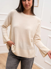 Maglia girocollo panna 100% lana - HaveOne