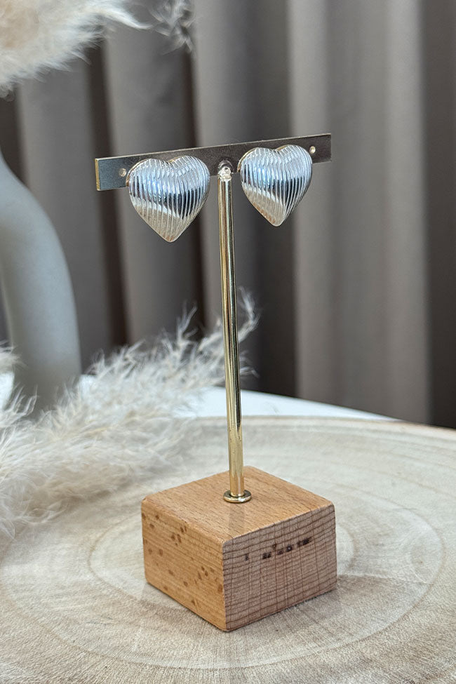 Orecchini cuore zigrinato argento - Calibro Shop