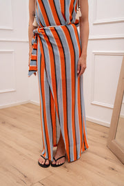 Gonna pareo Seaside celeste e arancio lunga - HaveOne