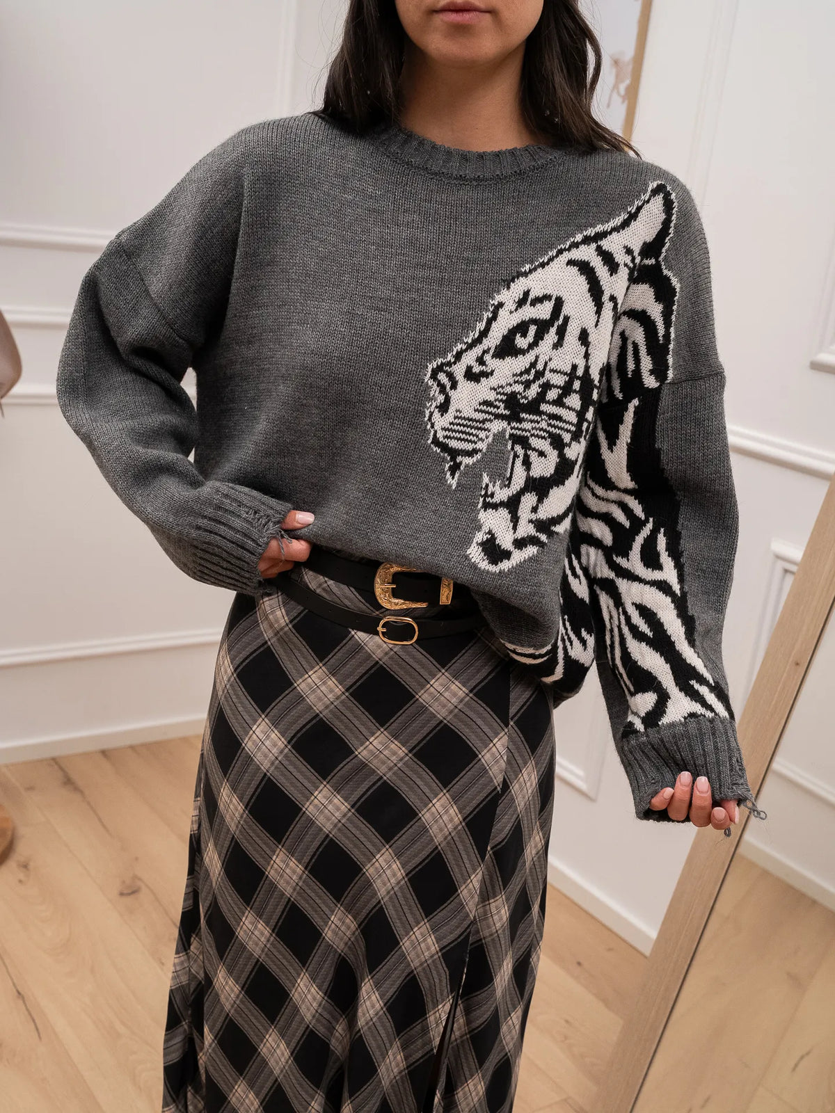 Maglia antracite con tigre destroy - HaveOne
