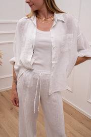 Camicia Natural bianca 100% lino - Dixie
