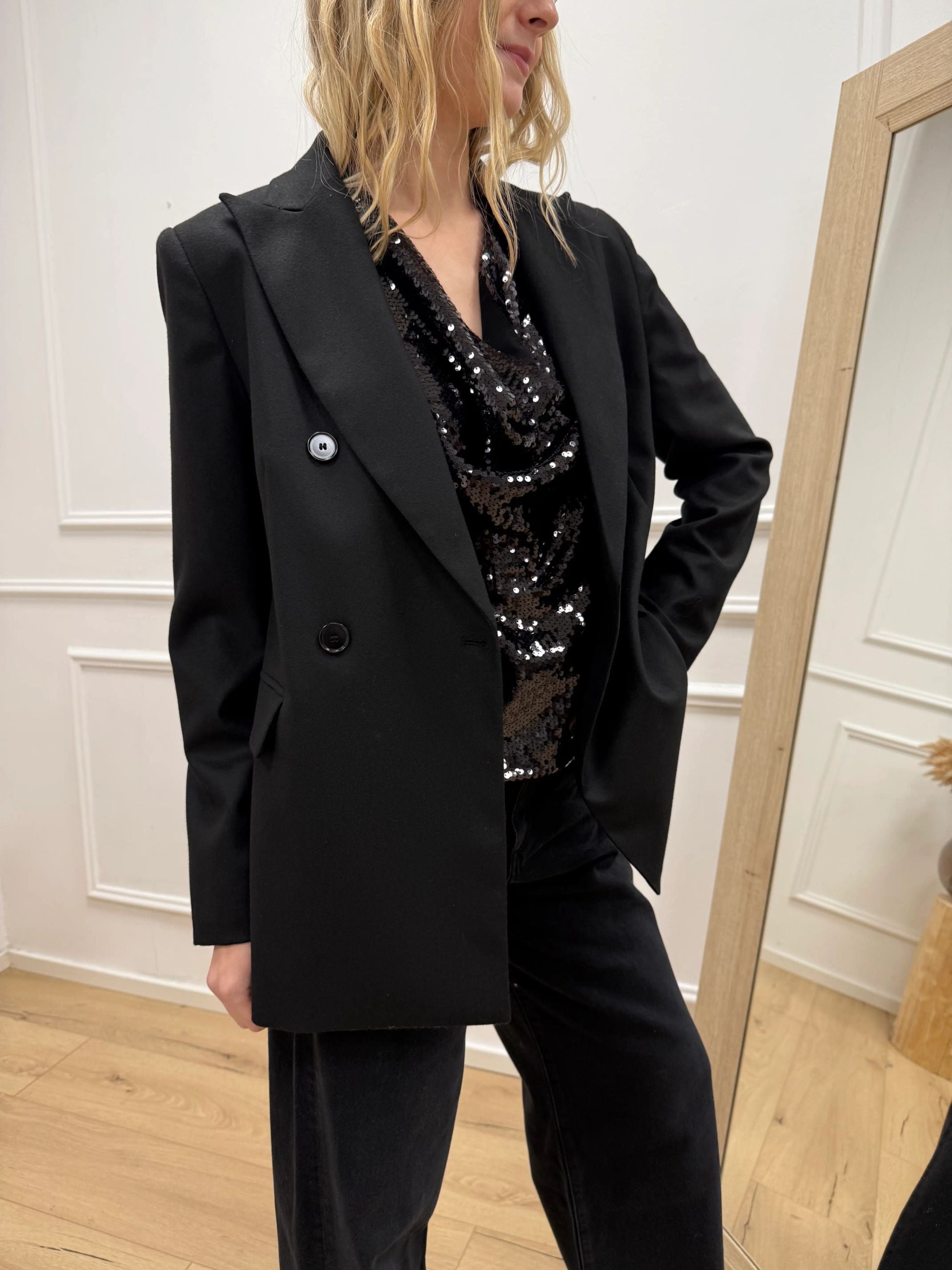 Giacca nera basic doppiopetto - Kontatto