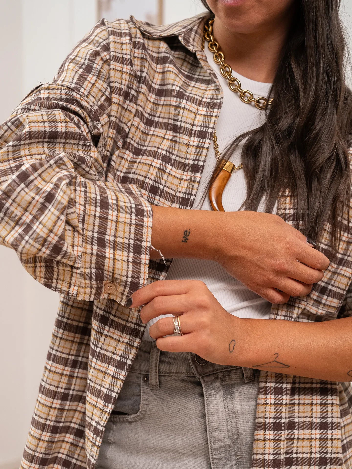 Camicia tartan tabacco e ocra in flanella - HaveOne