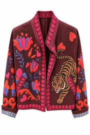 Bomber ricamato burgundy tigre - HaveOne