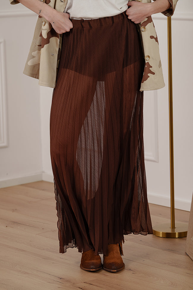 Gonna velata plisset moro con spacco - HaveOne