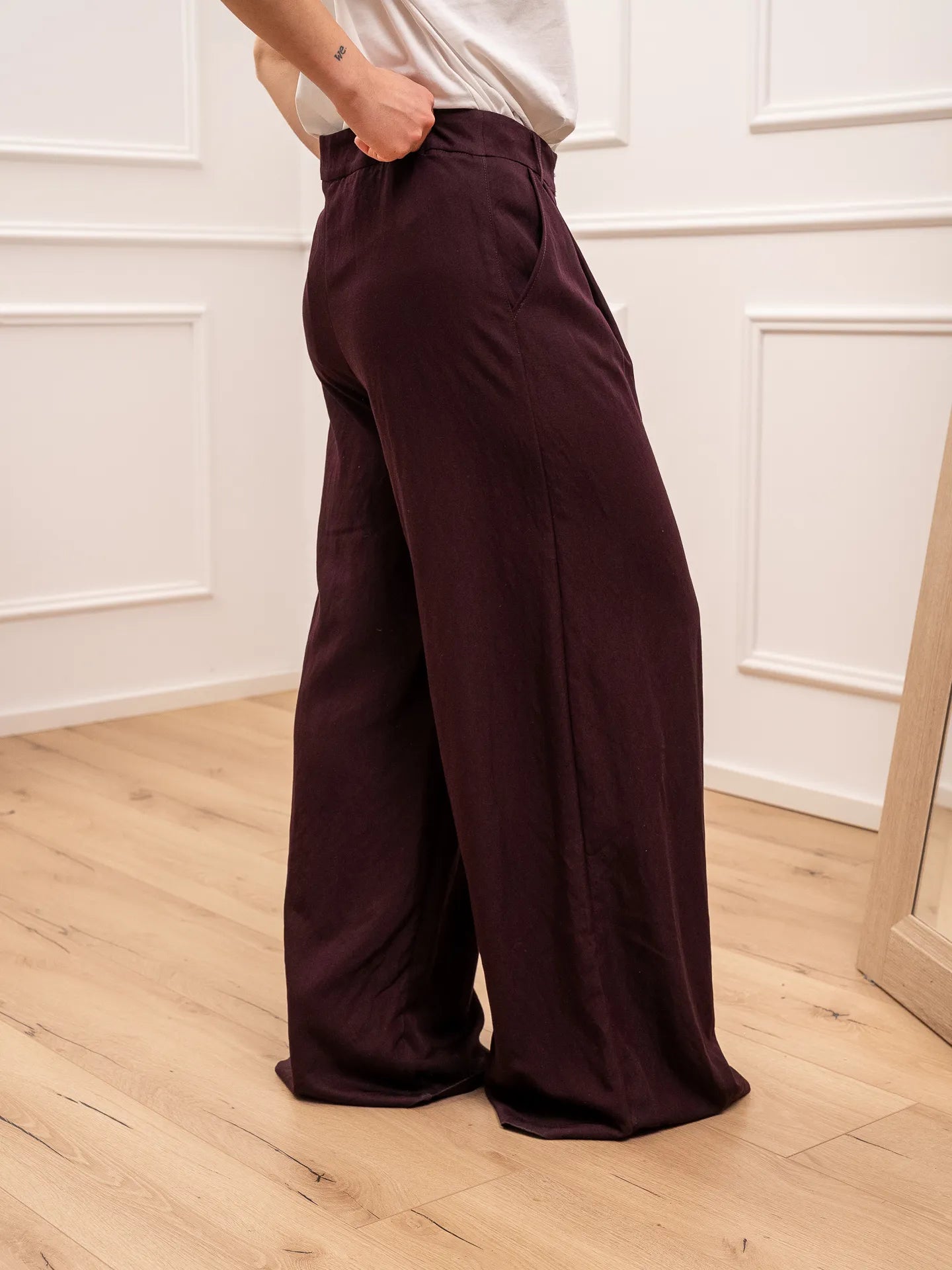 Pantaloni palazzo Gallery in chambray prugna - You Decide