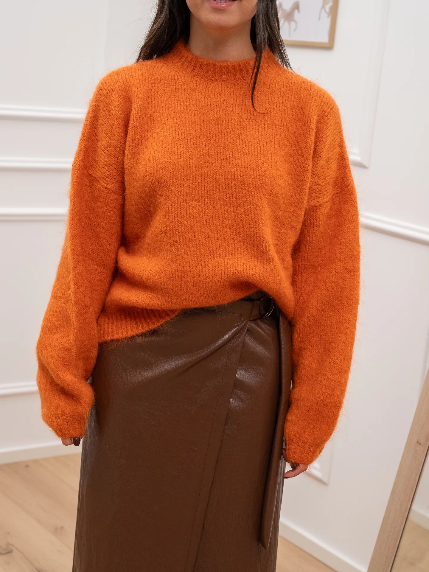 Maglia arancio manica palloncino misto mohair - Tensione In