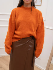 Maglia arancio manica palloncino misto mohair - Tensione In