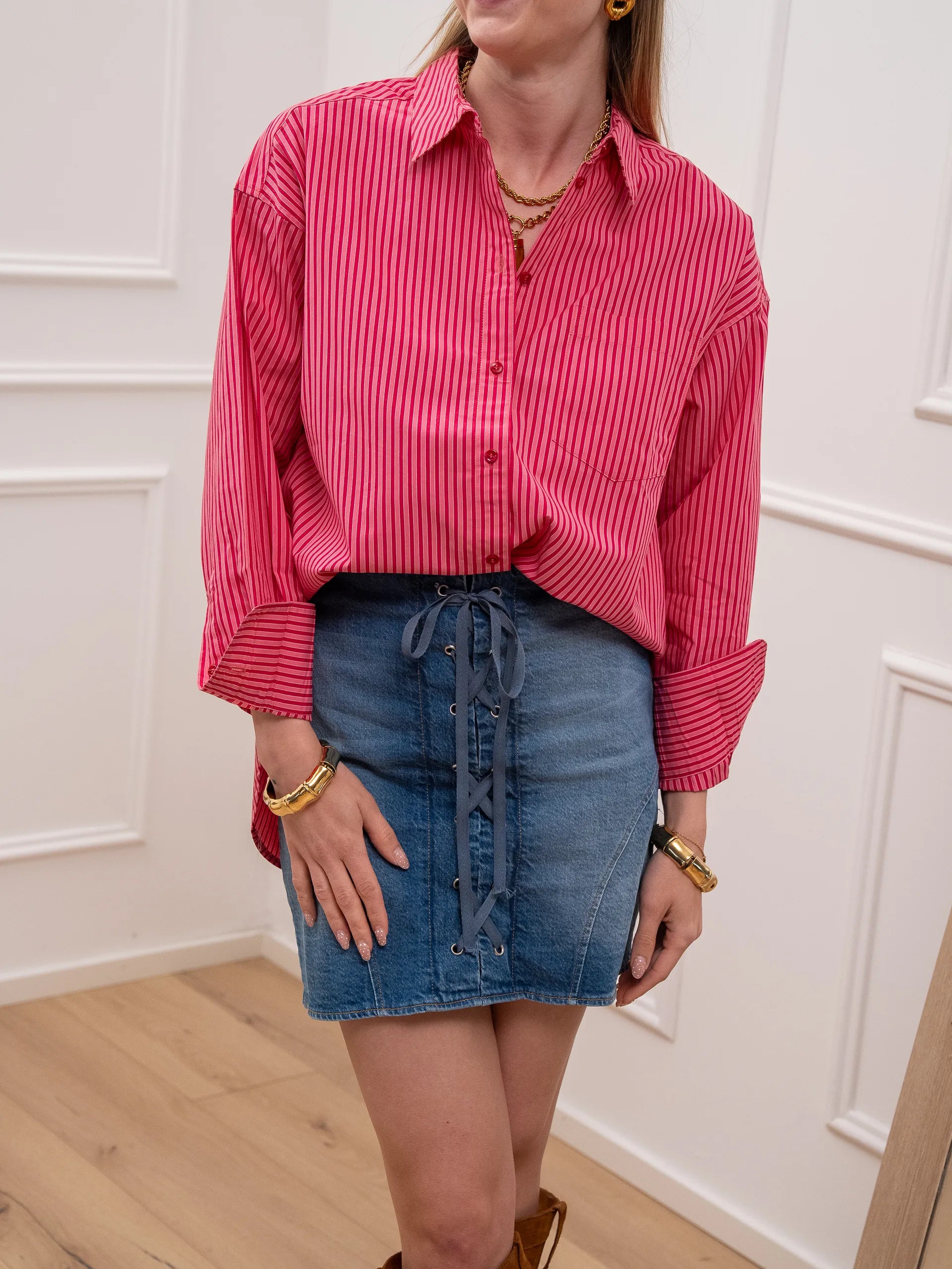 Camicia Jamie rigata fragola over - JJXX