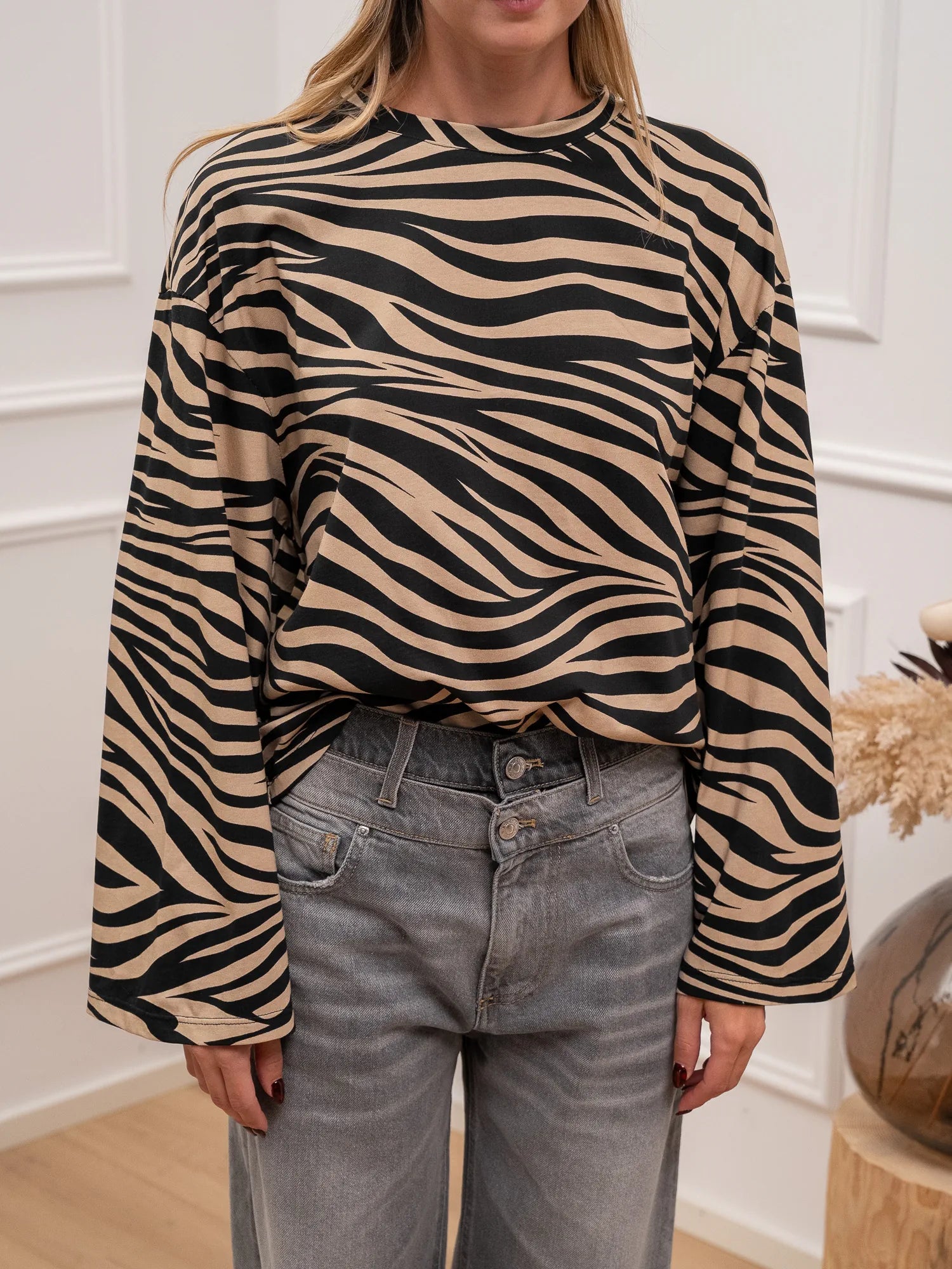 T shirt Zebra manica lunga ampia - Tensione In