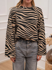 T shirt Zebra manica lunga ampia - Tensione In