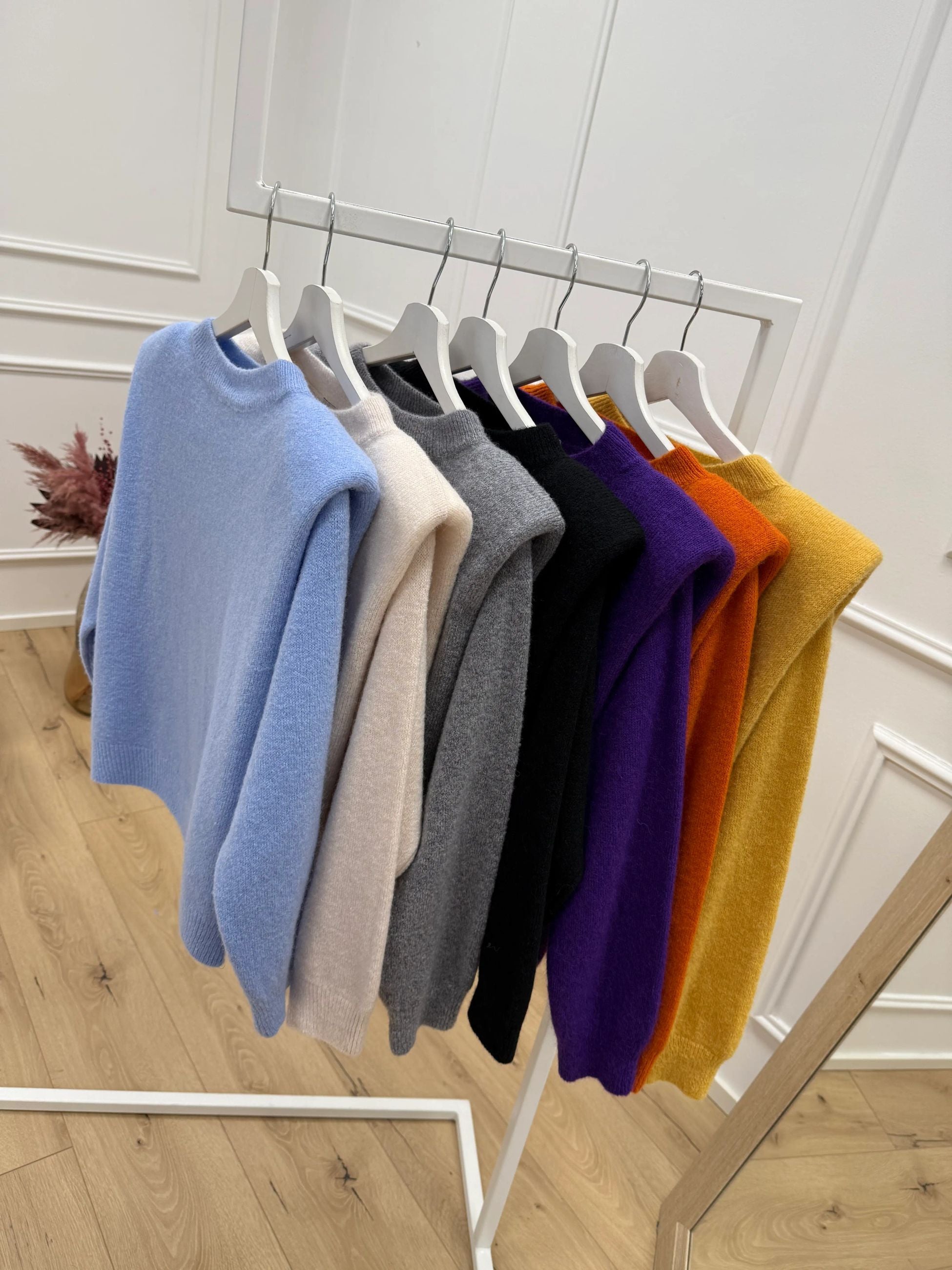 Maglia baby alpaca viola con spalle imbottite - Dixie