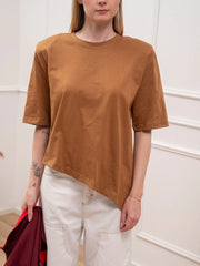 T shirt tabacco taglio asimmetrico con spalline - Dixie