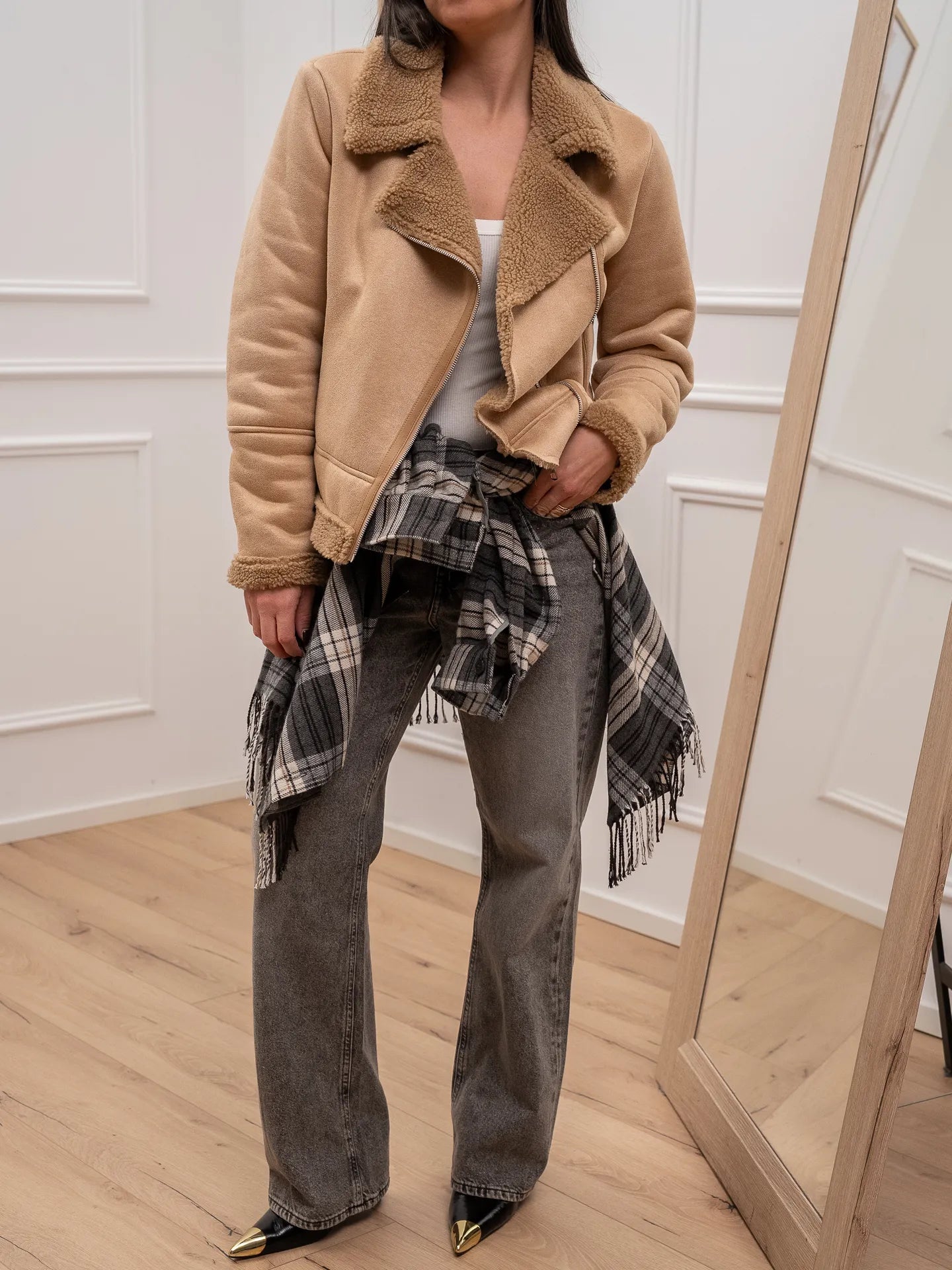 Montone scamosciato tortora fit corto - HaveOne