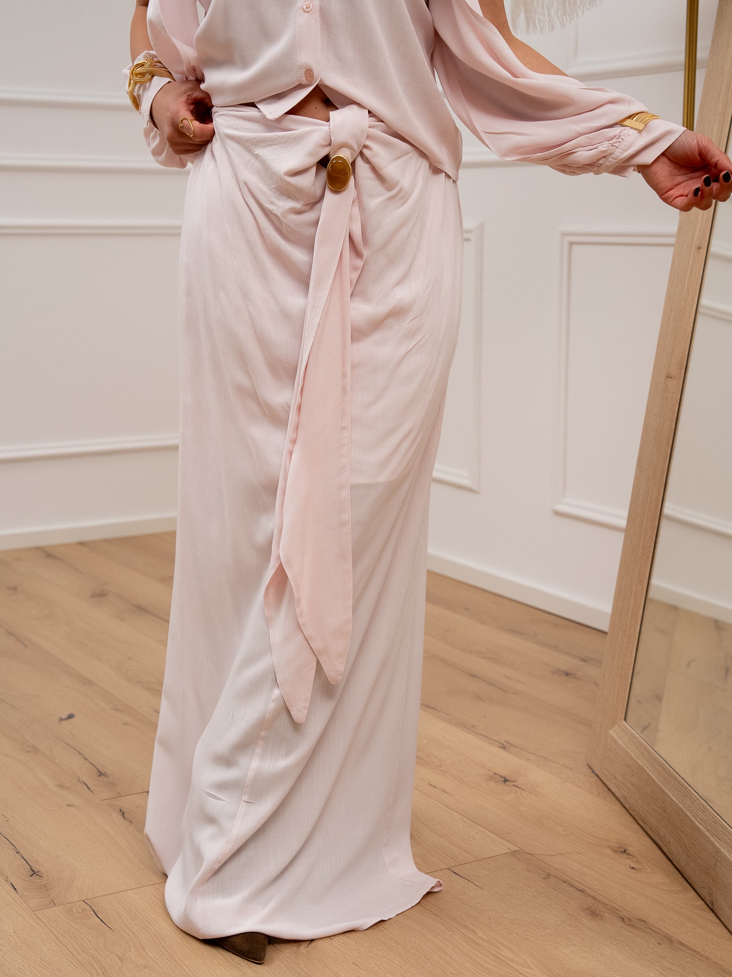 Gonna lunga cipria fusciacca con pietra - HaveOne